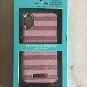 Kate Spade Pink Glitter Stripe Iphone X case